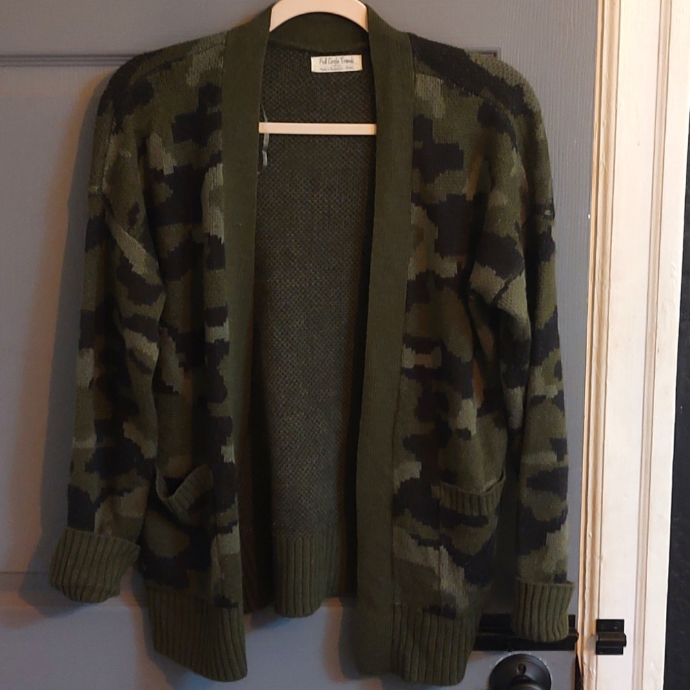 Camo cardigan sweater